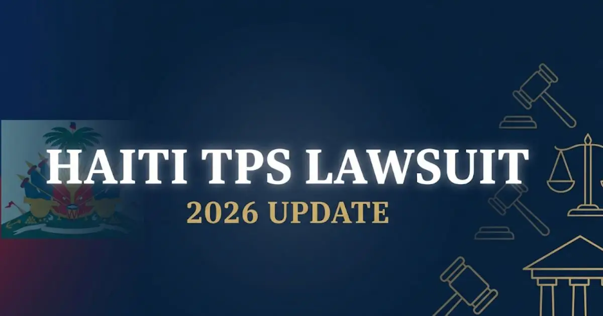 Haiti TPS lawsuit 2026 court ruling update showing legal scales and gavel on navy background