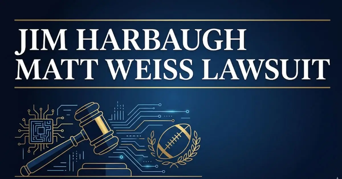 Jim Harbaugh Matt Weiss lawsuit legal guide banner with gavel and cybercrime symbols on navy background INPUT MAIN KEYWORD {{jim harbaugh matt weiss lawsuit}} CLUSTER KEYWORDS {{matt weiss l