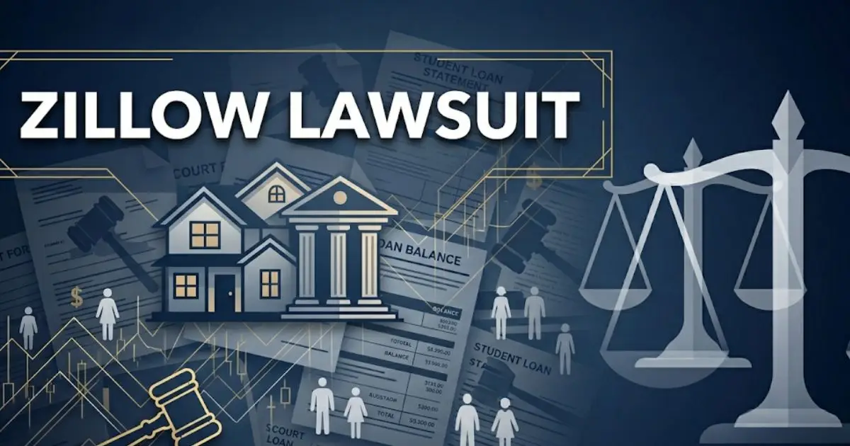 Zillow lawsuit legal guide banner with house and courthouse imagery for 2026 settlement news INPUT MAIN KEYWORD {{zillow lawsuit}} CLUSTER KEYWORDS {{zillow class action lawsuit zillow laws