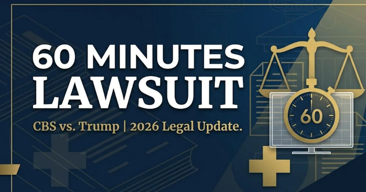 60 minutes lawsuit 2026 legal battle between CBS News and Trump shown in editorial banner with courthouse icons INPUT MAIN KEYWORD {{60 minutes lawsuit}} CLUSTER KEYWORDS {{paste cluster key