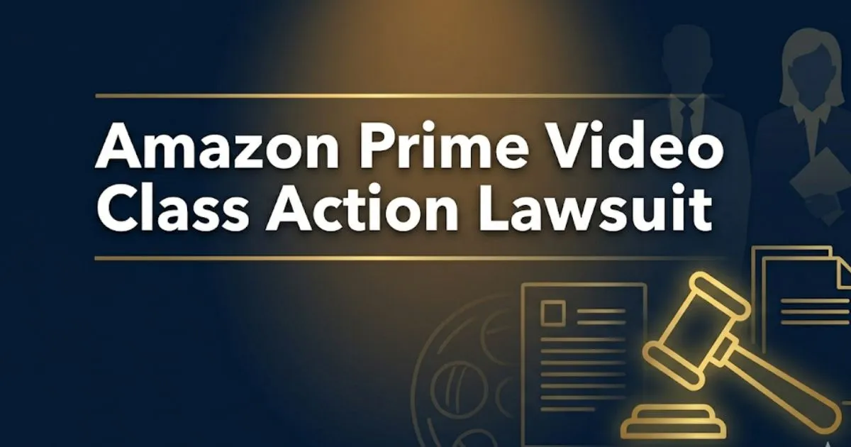 Amazon Prime Video class action lawsuit 2026 legal guide banner with gavel and digital content icons on navy background