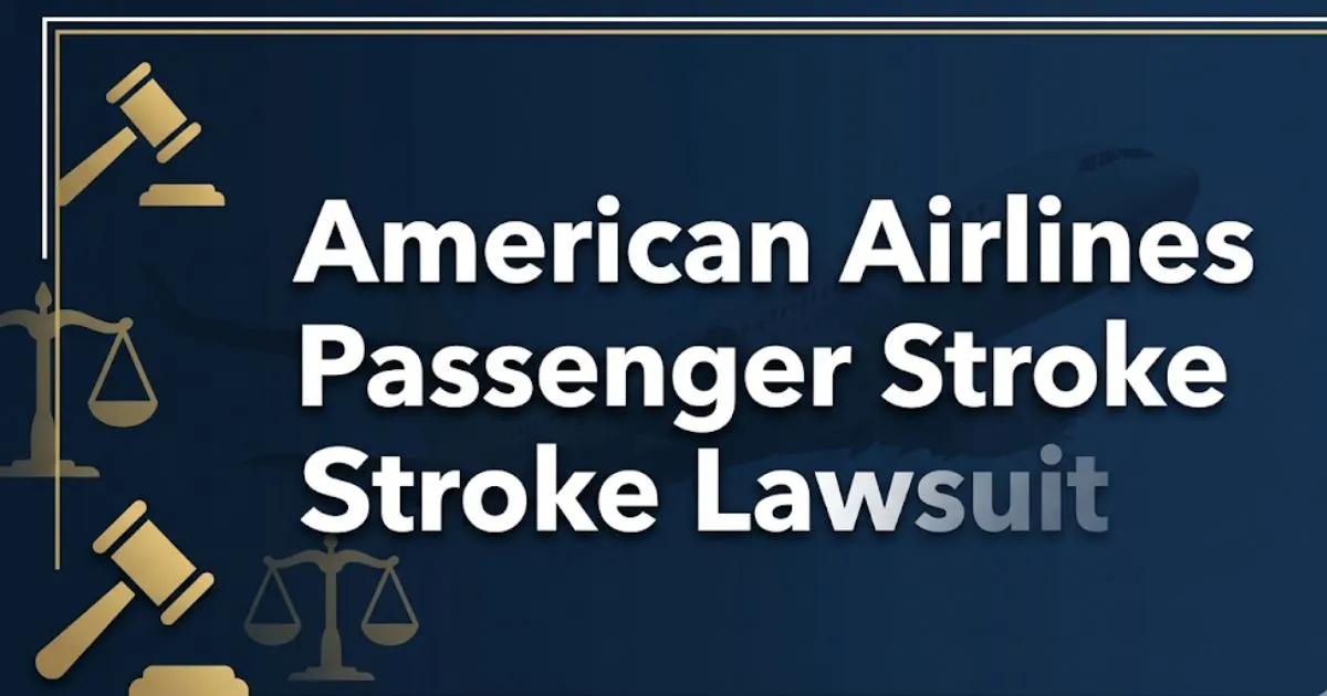 American Airlines passenger stroke lawsuit 2026 legal guide banner with airplane silhouette and legal symbols