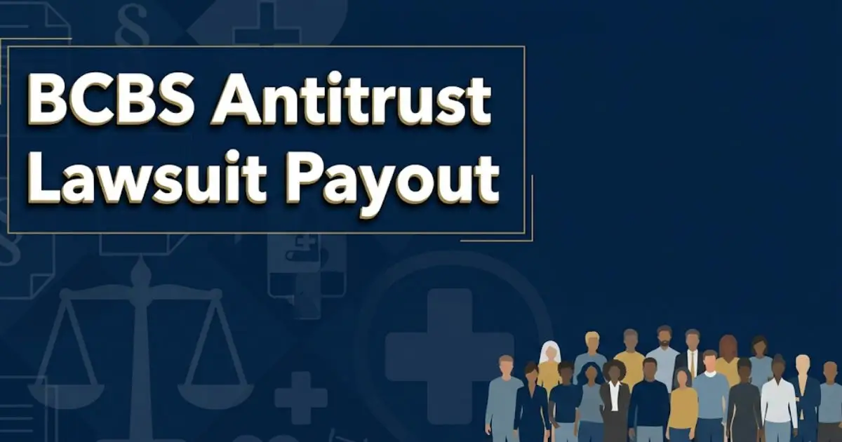 BCBS Antitrust Lawsuit Payout 2026 legal banner with settlement information