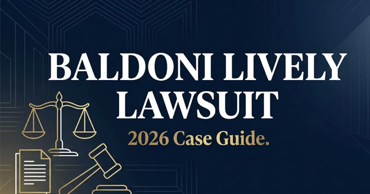 Baldoni Lively lawsuit 2026 case guide banner with legal symbols and bold headline