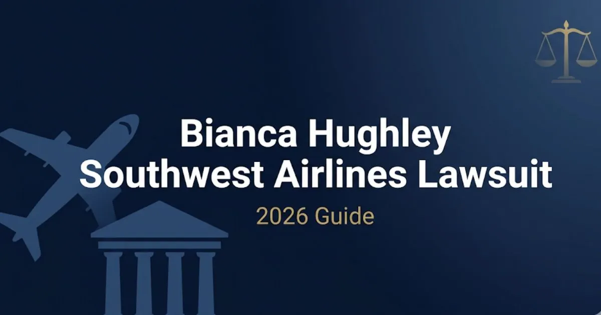 Bianca Hughley Southwest Airlines lawsuit 2026 legal guide banner with courthouse and airplane imagery