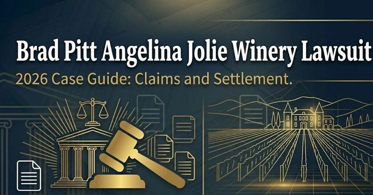 Brad Pitt Angelina Jolie winery lawsuit 2026 guide with chateau and legal symbols