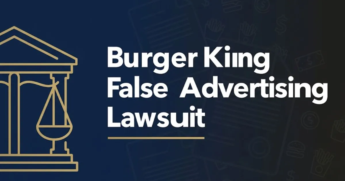 Burger King false advertising lawsuit 2026 editorial banner with courthouse silhouette and bold legal headline text