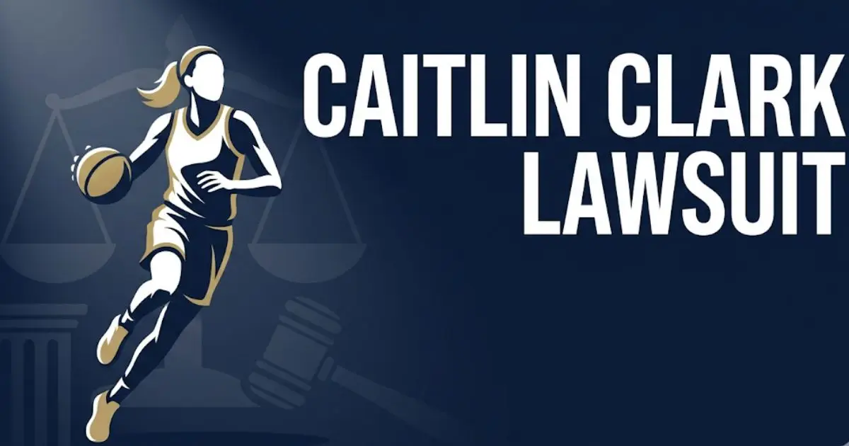 Caitlin Clark Lawsuit 2026 blog banner with basketball silhouette and legal imagery