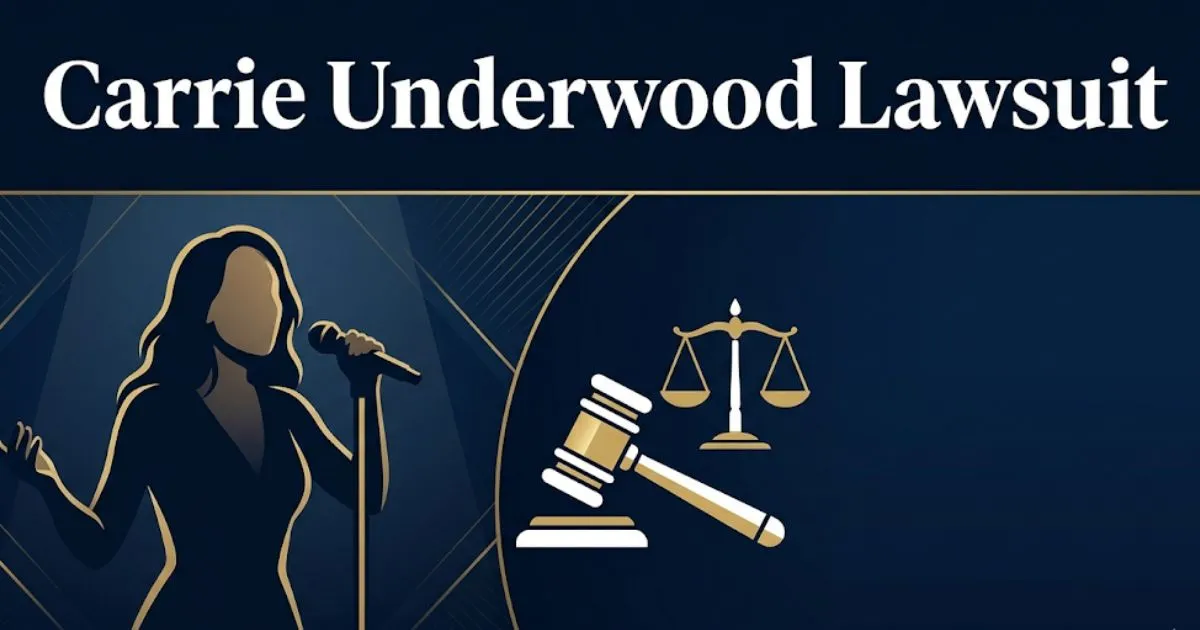 Carrie Underwood lawsuit 2026 blog banner with legal symbols and singer silhouette