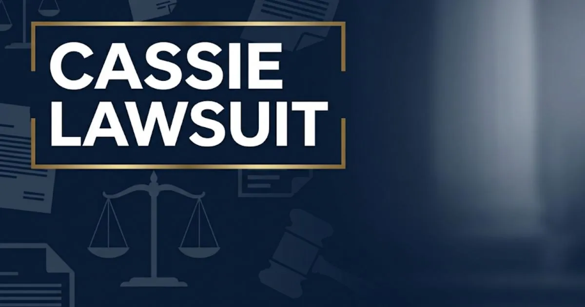 Cassie lawsuit 2026 legal breakdown banner with scale of justice and courthouse editorial design in navy and gold