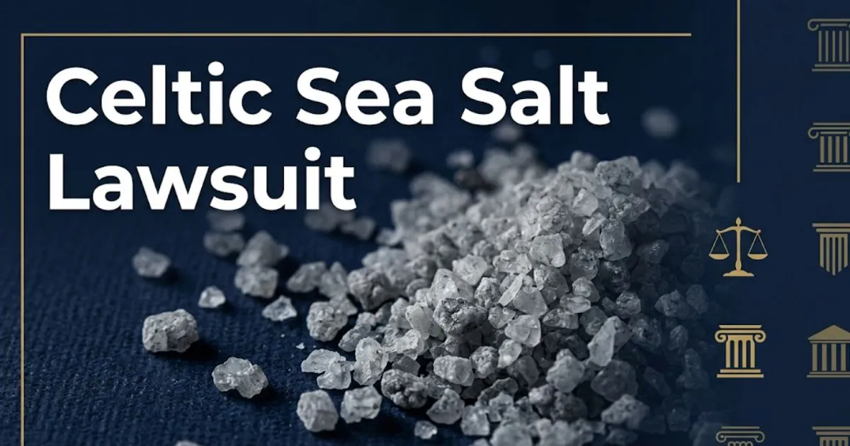 Celtic Sea Salt Lawsuit headline banner with salt crystals and legal symbols on navy background INPUT MAIN KEYWORD {{celtic sea salt lawsuit}} CLUSTER KEYWORDS {{celtic salt lawsuit celtic