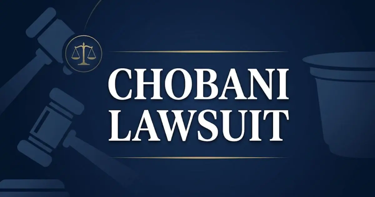 Chobani lawsuit 2026 legal guide banner with courtroom symbols and settlement information