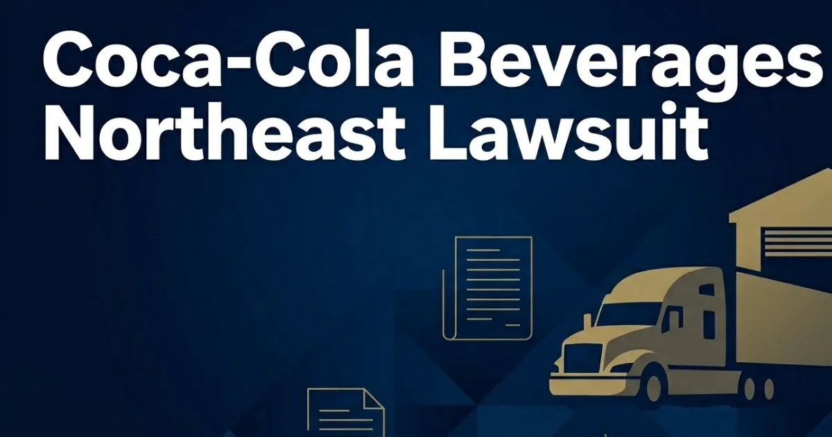 Coca-Cola Beverages Northeast Lawsuit 2026 legal guide banner with delivery truck silhouette and courthouse imagery