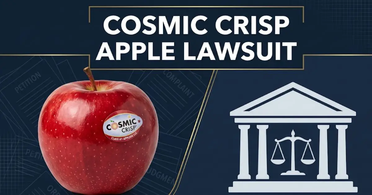 Cosmic Crisp apple lawsuit 2026 legal blog banner with apple and courthouse imagery