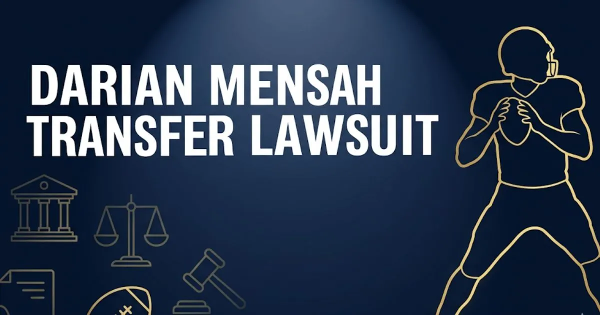 Darian Mensah transfer lawsuit 2026 legal breakdown blog banner with navy background and gold accents