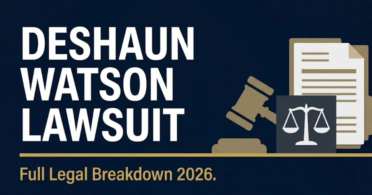 Deshaun Watson lawsuit legal breakdown 2026 blog banner with gavel and scales icons on navy background