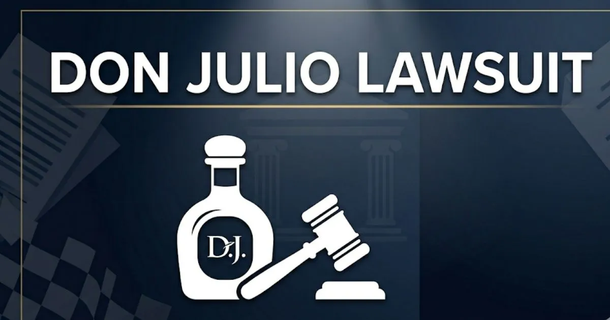 Don Julio Lawsuit 2026 banner with tequila bottle silhouette and legal gavel icon on navy background INPUT MAIN KEYWORD {{don julio lawsuit}} CLUSTER KEYWORDS {{don julio class action lawsui