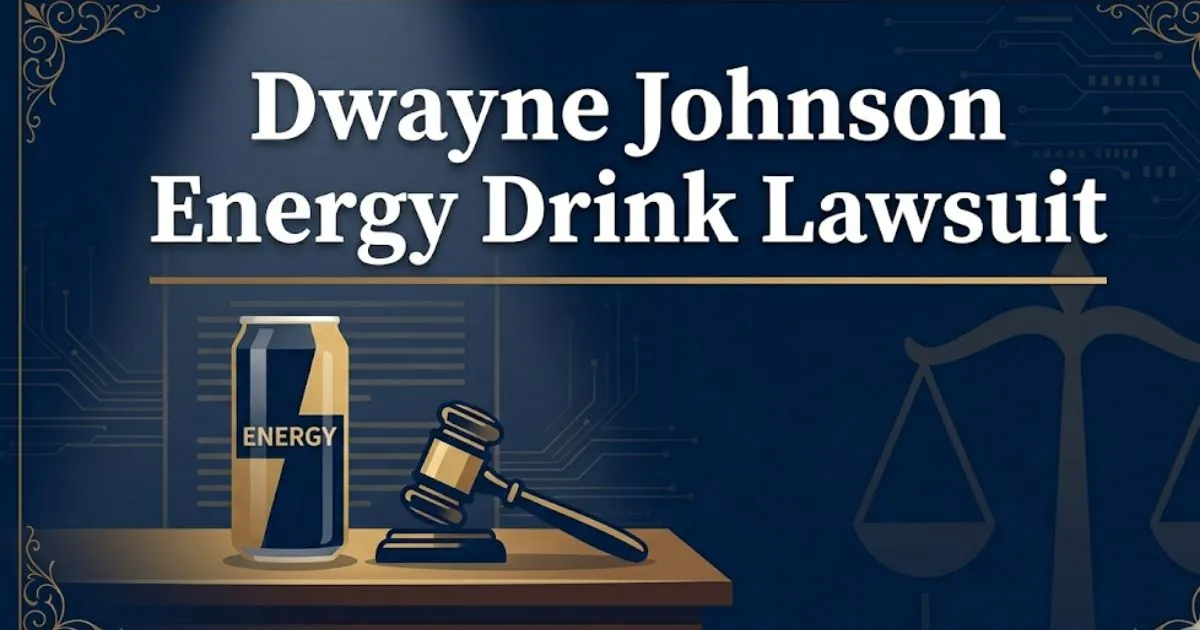 Dwayne Johnson energy drink lawsuit 2026 guide with gavel and energy drink can illustration
