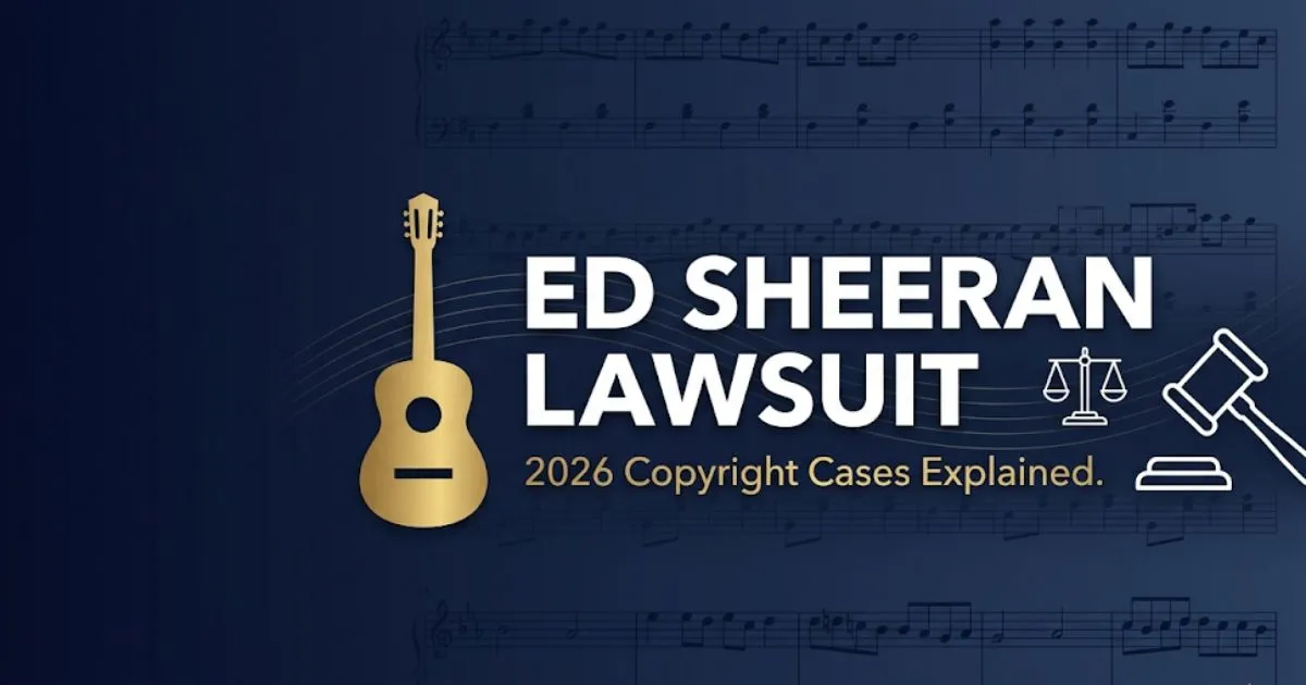 Ed Sheeran lawsuit 2026 copyright cases legal analysis banner with guitar and court symbols