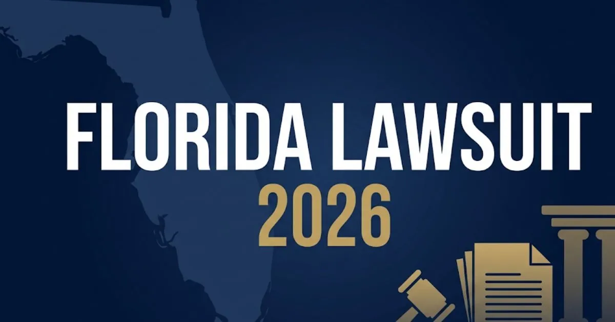 Florida lawsuit settlements 2026 guide banner with legal symbols, gavel, and Florida state silhouette on navy background