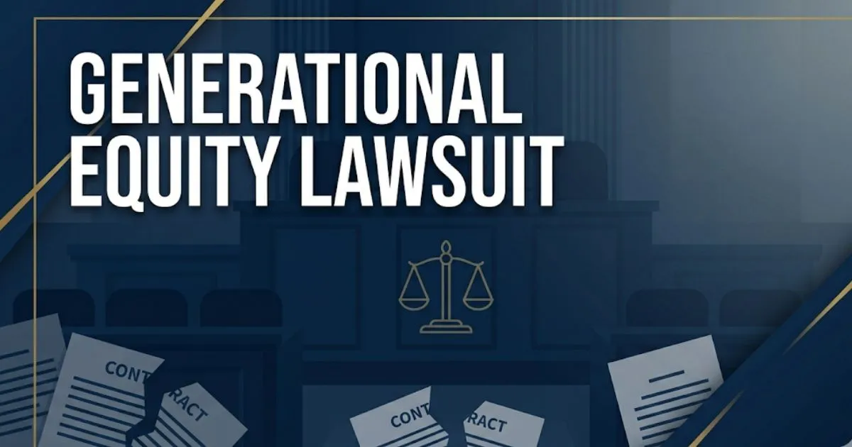 Generational Equity Lawsuit 2026 legal banner with courthouse and scales of justice