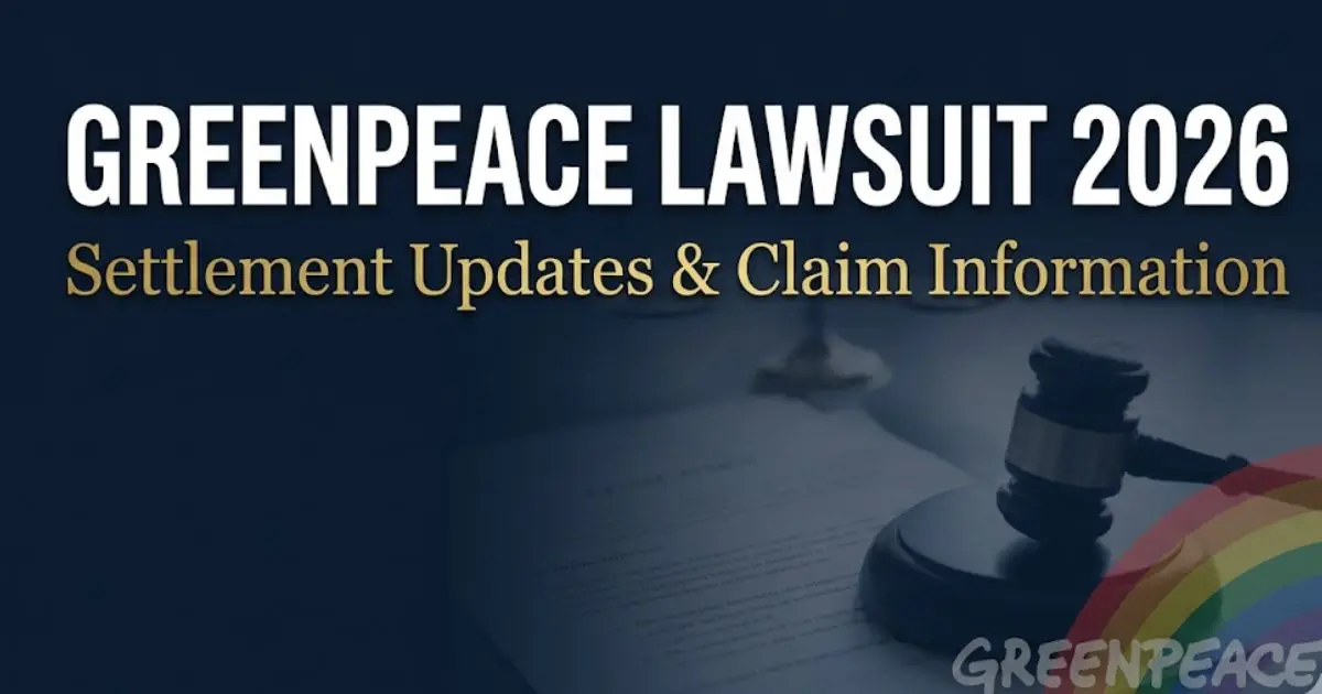 Greenpeace lawsuit 2026 settlement information banner with legal documentation and claim filing details
