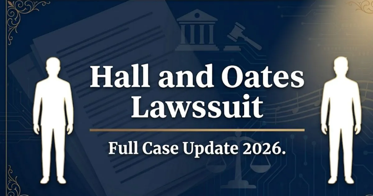 Hall and Oates lawsuit 2026 case update banner showing legal dispute between Daryl Hall and John Oates