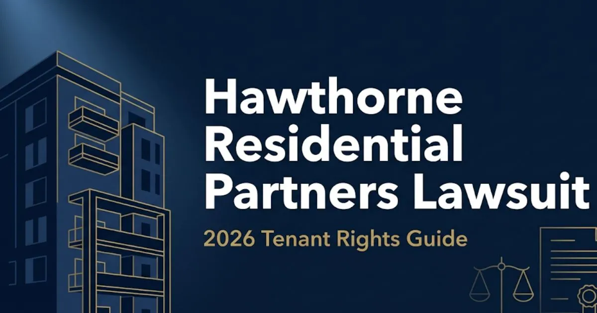 Hawthorne Residential Partners Lawsuit 2026 guide banner with legal icons and apartment building silhouette