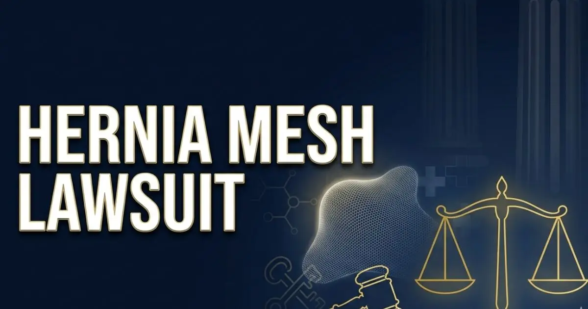 Hernia mesh lawsuit 2026 legal guide banner with surgical mesh imagery and scales