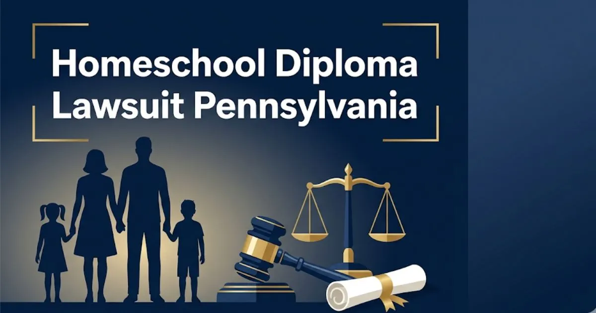Homeschool diploma lawsuit Pennsylvania legal guide banner with gavel and scales