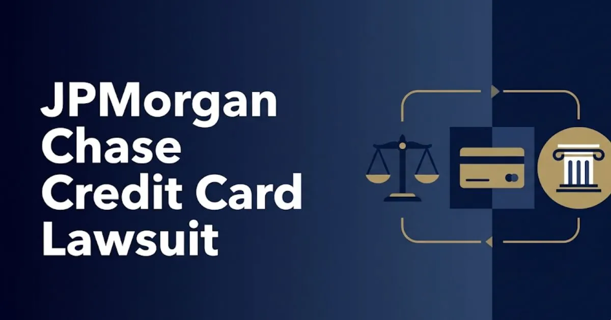 JPMorgan Chase Credit Card Lawsuit 2026 settlement guide banner with legal scales and credit card icons