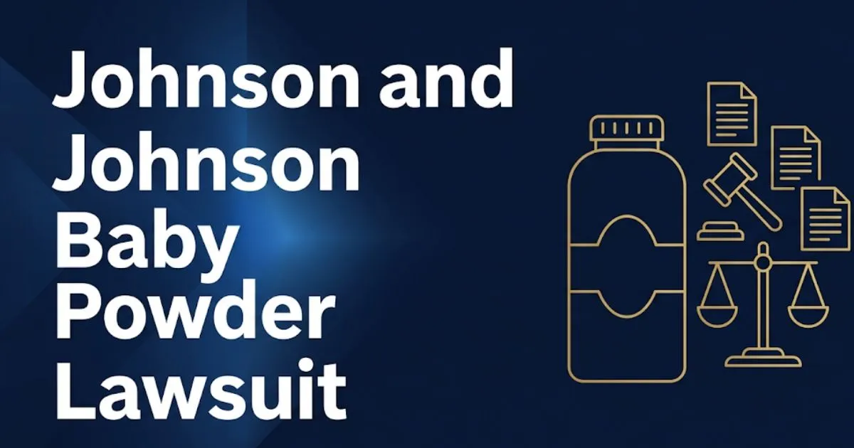 Johnson and Johnson baby powder lawsuit 2026 legal guide with gavel and powder bottle graphic