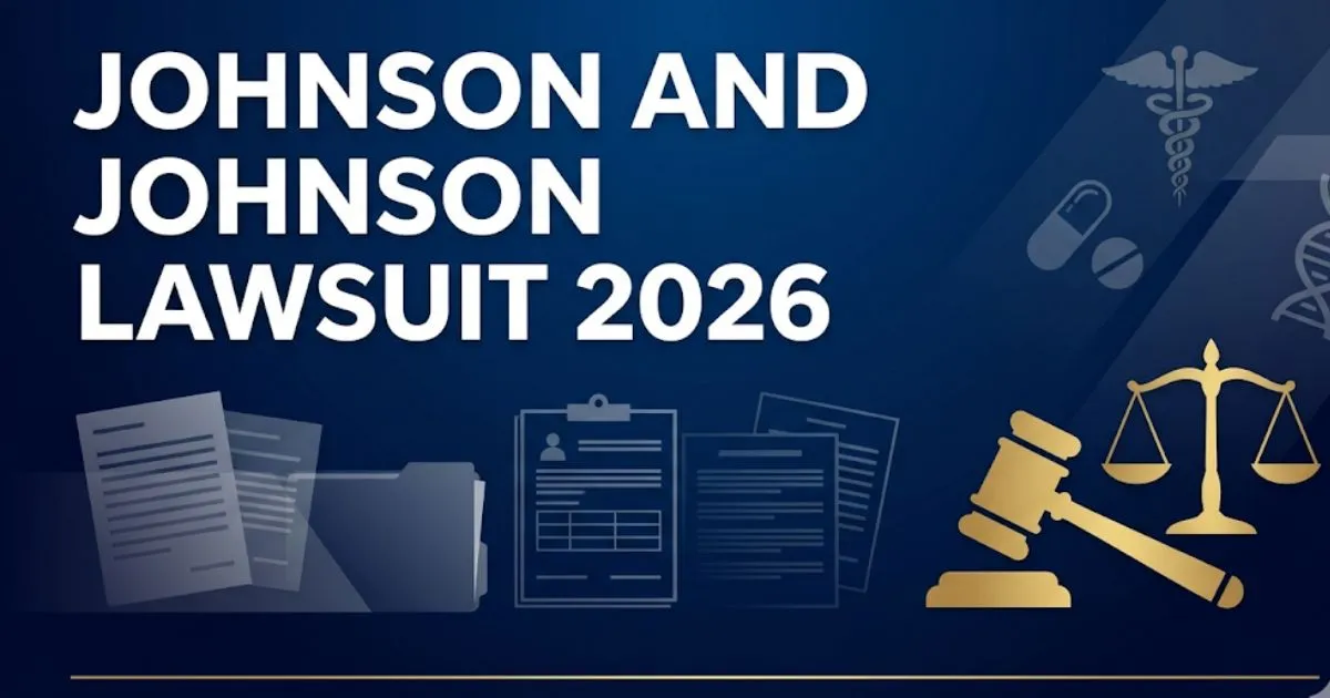Johnson and Johnson lawsuit 2026 settlement claims legal banner with gavel and justice scales professional editorial design