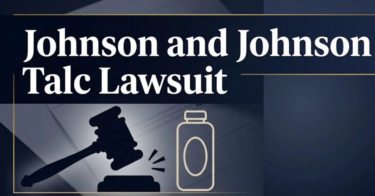 Johnson and Johnson talc lawsuit 2026 legal guide banner with gavel and powder bottle icons