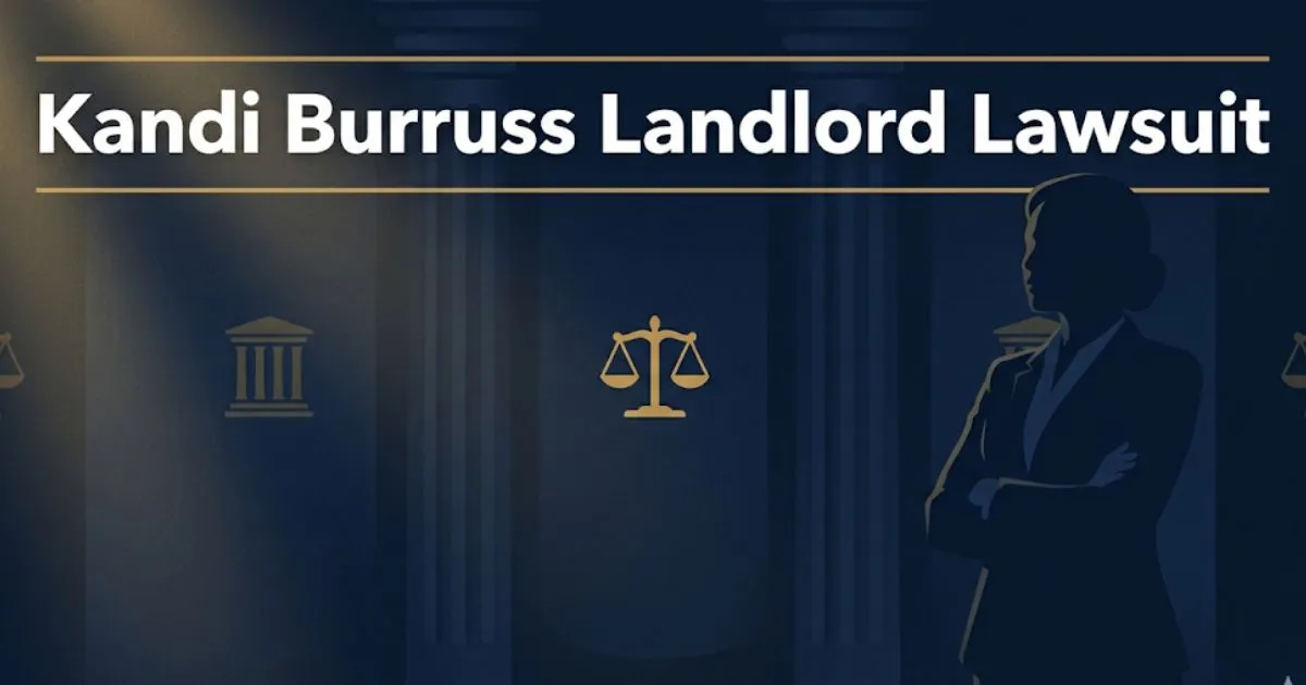 Kandi Burruss landlord lawsuit 2026 legal case breakdown banner with courthouse silhouette and scales of justice