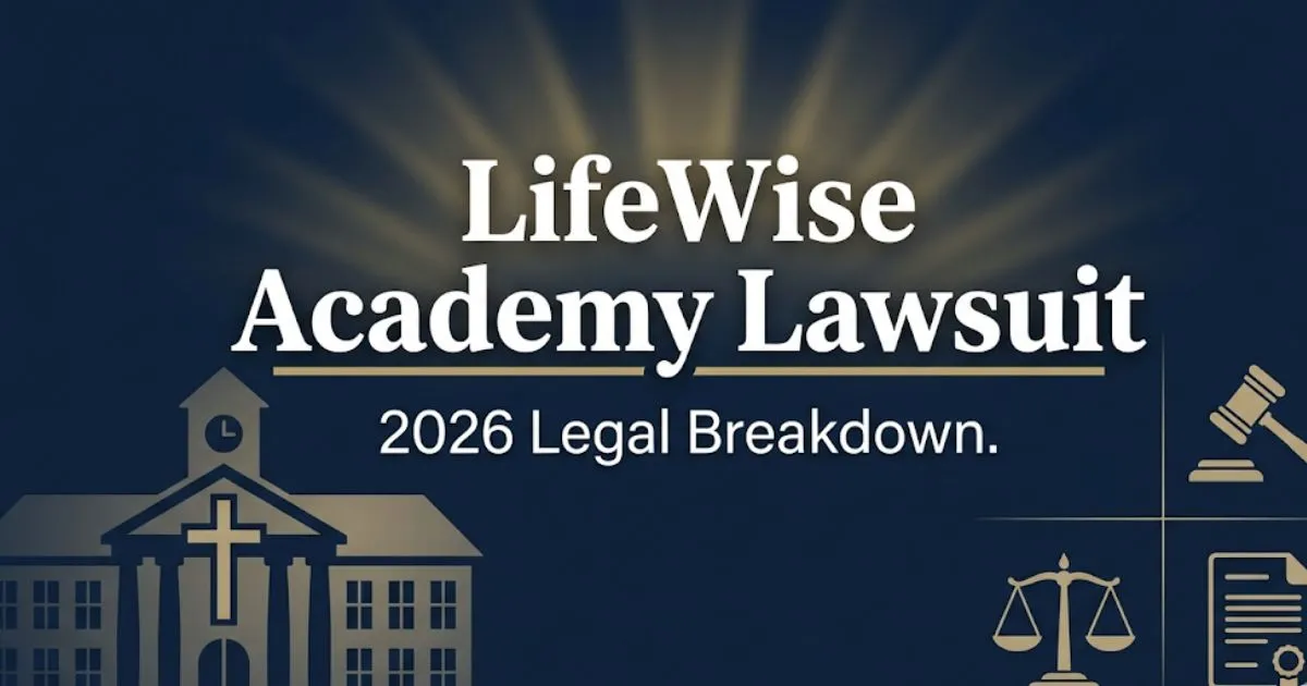LifeWise Academy lawsuit 2026 legal breakdown banner with gavel and school silhouette on navy background