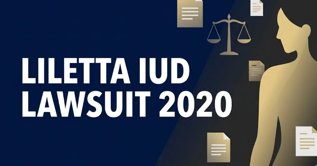 Liletta IUD lawsuit 2020 blog banner with legal scales and silhouette on deep navy background