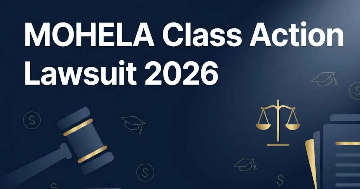 MOHELA class action lawsuit 2026 banner with legal gavel and scales icons