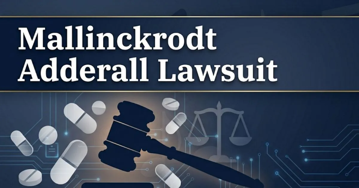 Mallinckrodt Adderall lawsuit 2026 legal banner with gavel and pill imagery