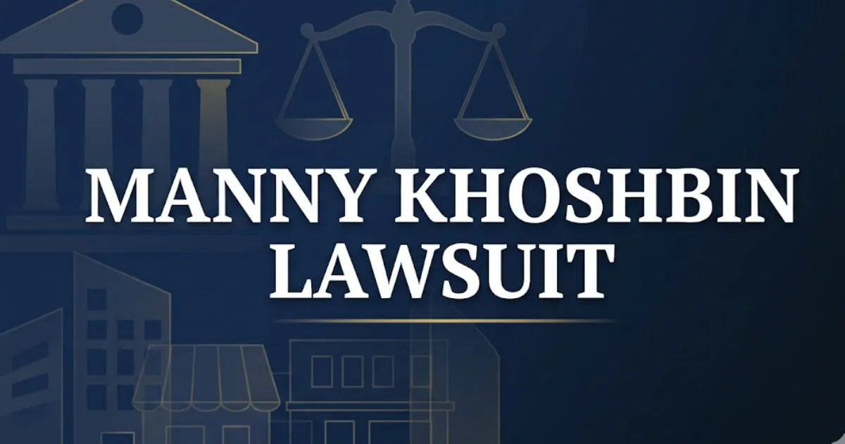 Manny Khoshbin lawsuit 2026 legal cases update banner with courthouse and scales imagery