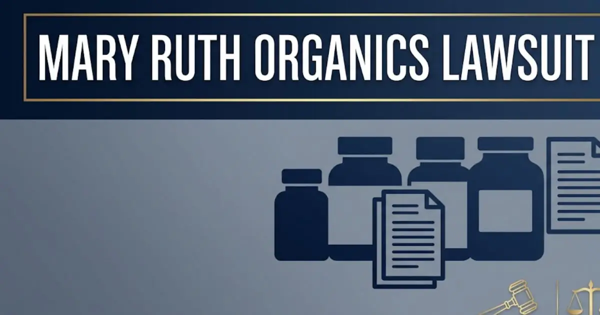 Mary Ruth Organics Lawsuit 2026 legal banner with vitamin bottles and court symbols