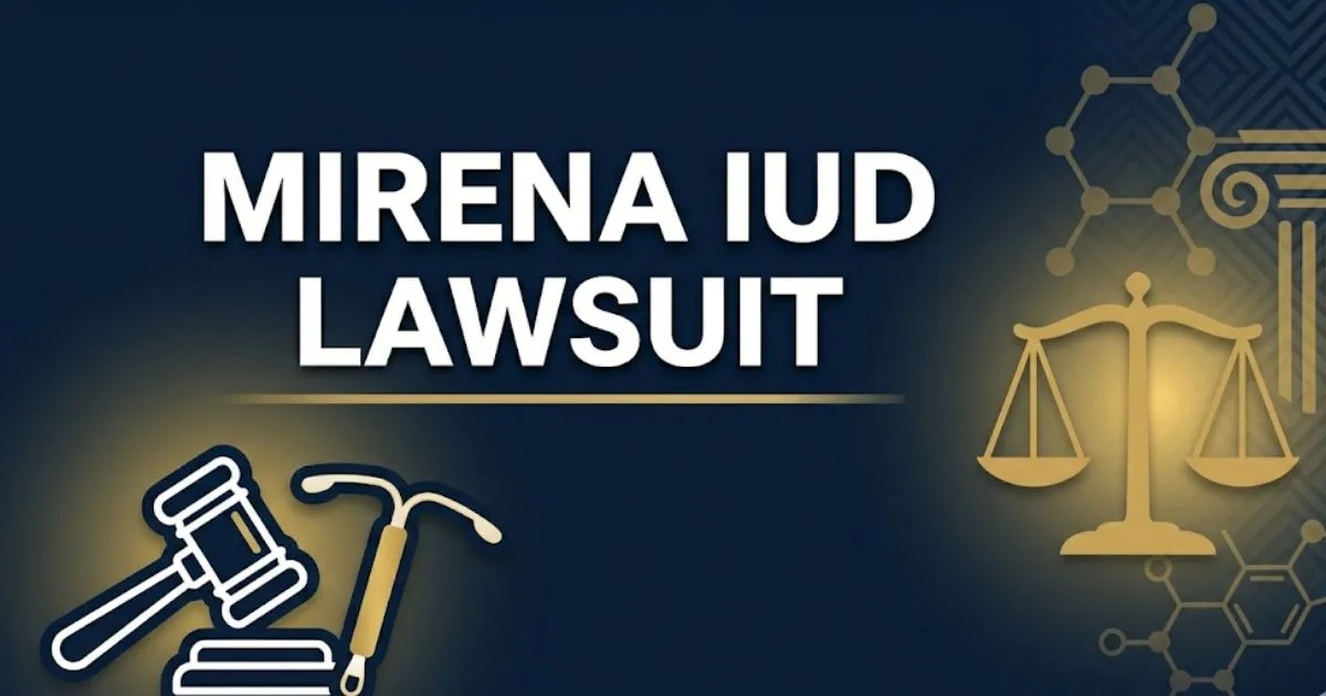 Mirena IUD lawsuit 2026 blog banner with gavel and medical device legal imagery
