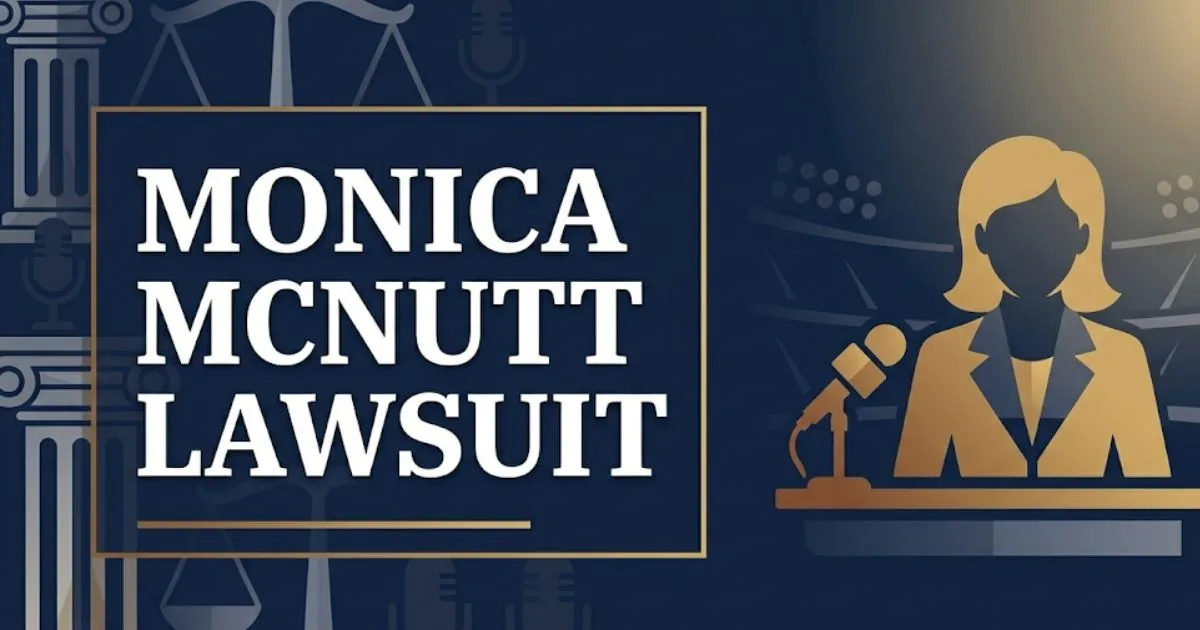 Monica McNutt lawsuit 2026 blog banner with legal symbols and broadcaster silhouette