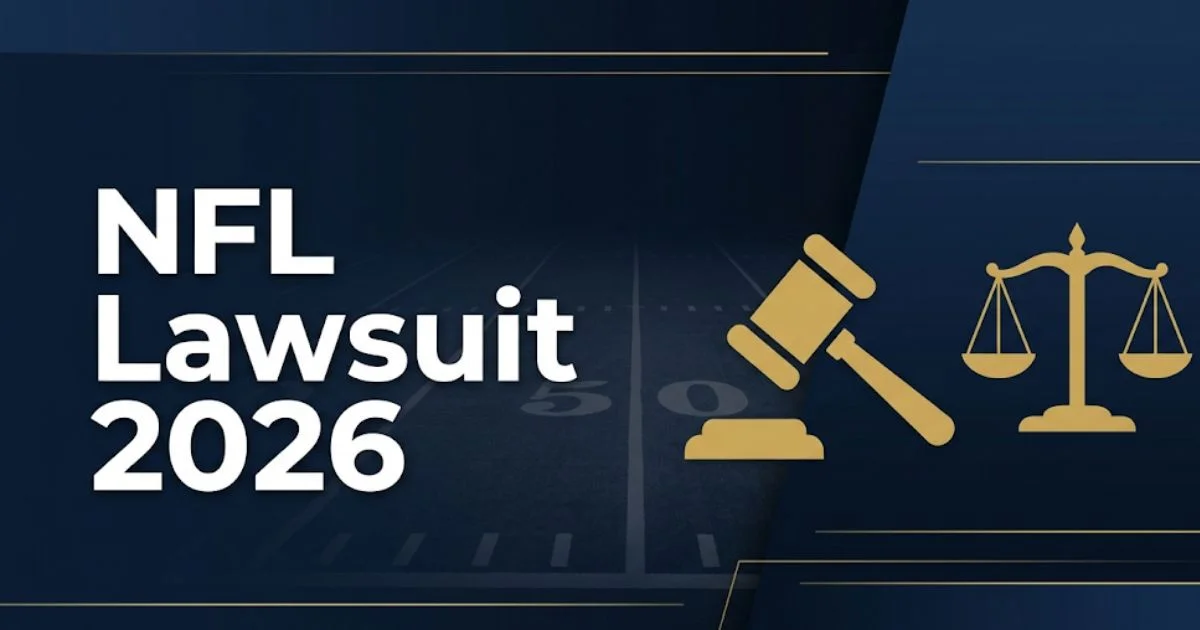 NFL lawsuit 2026 legal guide banner with gavel and scales of justice