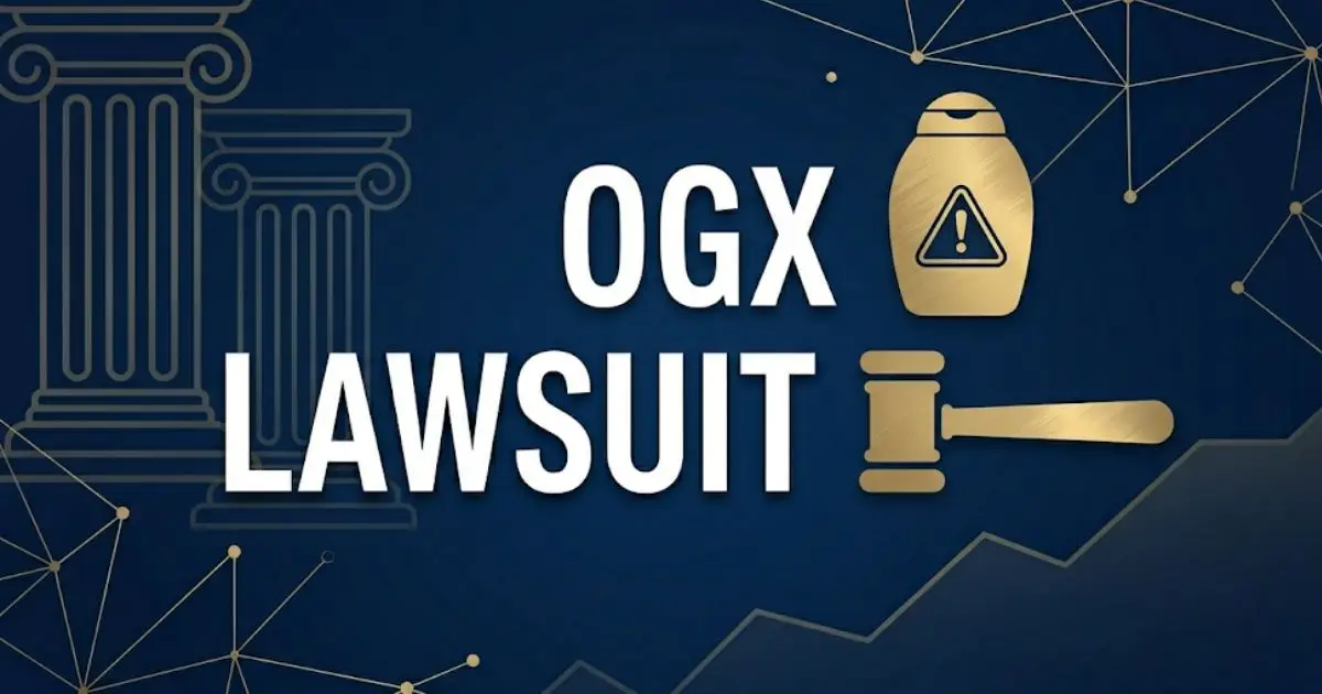 OGX Lawsuit 2026 legal guide banner with shampoo bottle silhouette and courthouse imagery