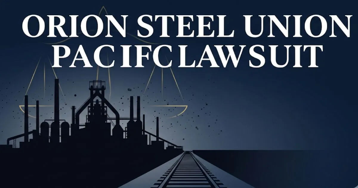 Orion Steel Union Pacific lawsuit 2026 guide with industrial and legal imagery
