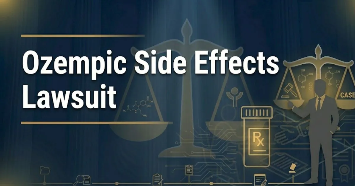 Ozempic side effects lawsuit 2026 legal guide banner with gavel and legal symbols