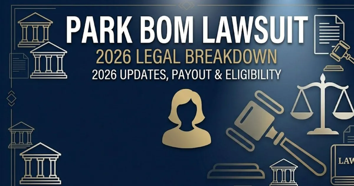Park Bom lawsuit 2026 legal breakdown blog banner with gavel and courthouse design