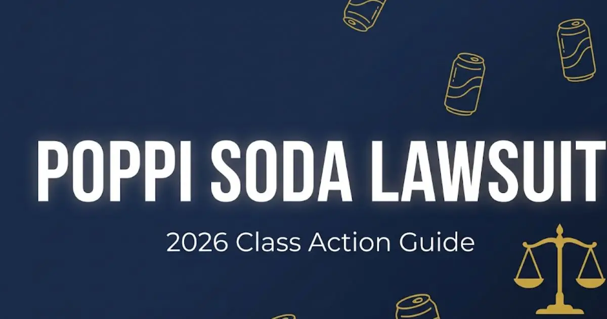 Poppi soda lawsuit 2026 legal guide banner with scales of justice