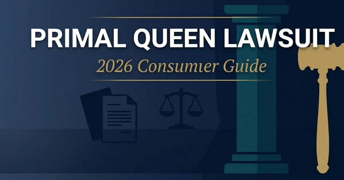 Primal Queen lawsuit 2026 consumer guide banner with legal symbols on deep navy background